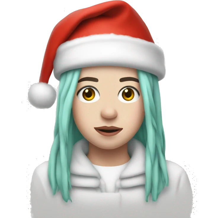 Billie Eilish with santa hat emoji