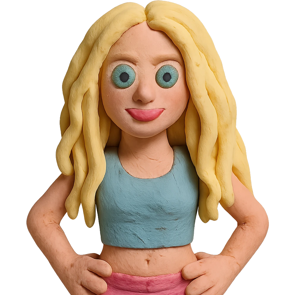 Shakira in claymation style with visible fingerprints and pastel colors emoji