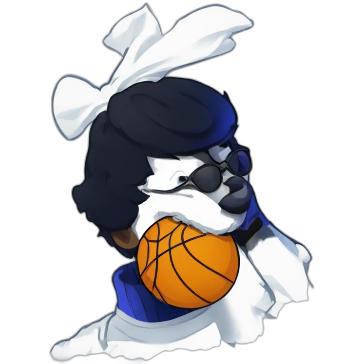 blue boy with basketball halo emoji