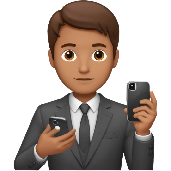 Mach mir einen Trader an der Wallstreet mit anzug und braunen haaren mit einenm handy in der han emoji