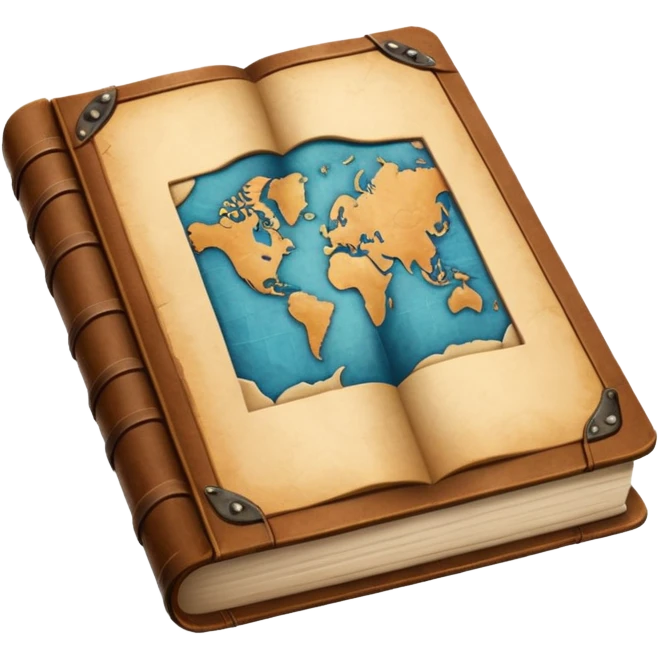 thick map book with tabbed edges. emoji