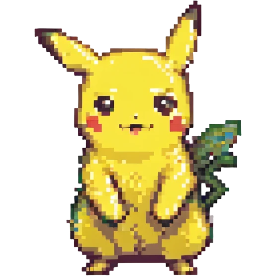 Pikachu standing and smiling pixel art emoji