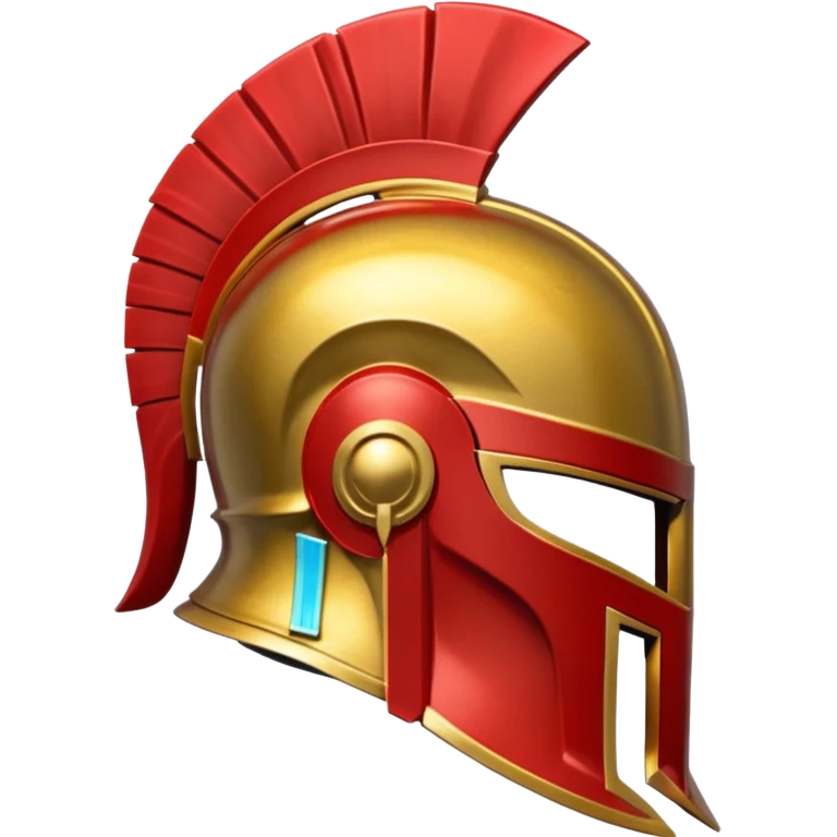 Side view of a gold and red Spartan helment emoji