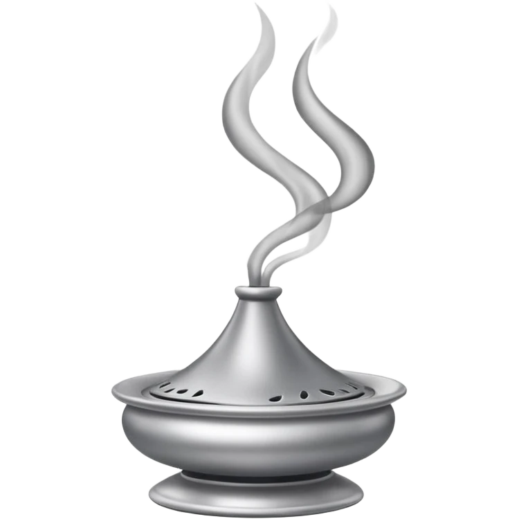Silver Insence holder with smoke emoji