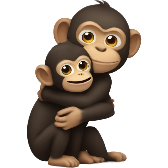 The monkey hugs the mole emoji