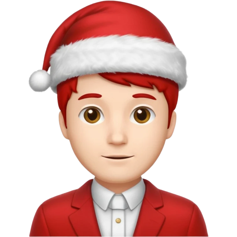 a man in red suits with christmas hat emoji