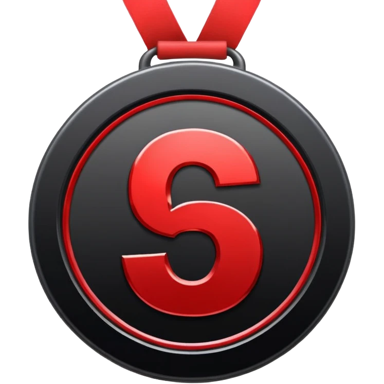 black and red medal with the number 5 in the center emoji