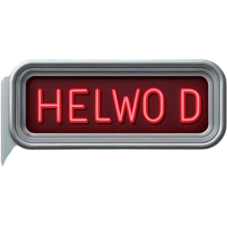 Minimalist emoji-style sticker of a flickering neon sign “HELLWOOD”, cracked letters, some missing, grayscale tubes with only faint glow in faded red

 emoji