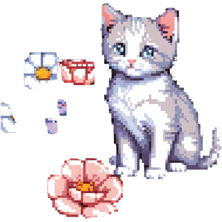 Kitten and flowers emoji