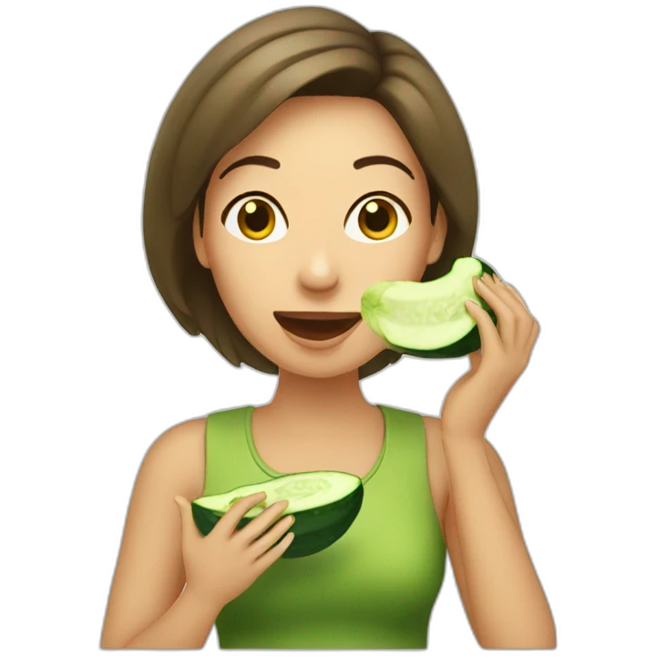 Woman eating cucumber emoji