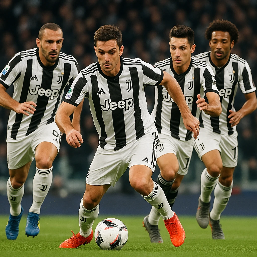 Juventus players in action, realistic and detailed emoji