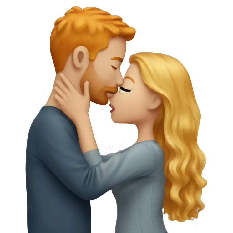 Blonde girl kissing ginger guy emoji