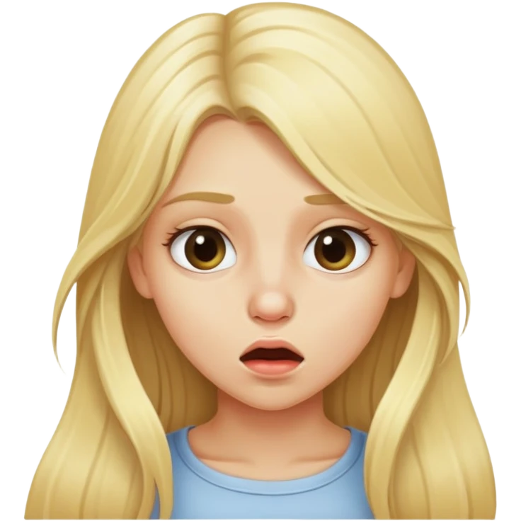 blonde girl with long hair snorting emoji