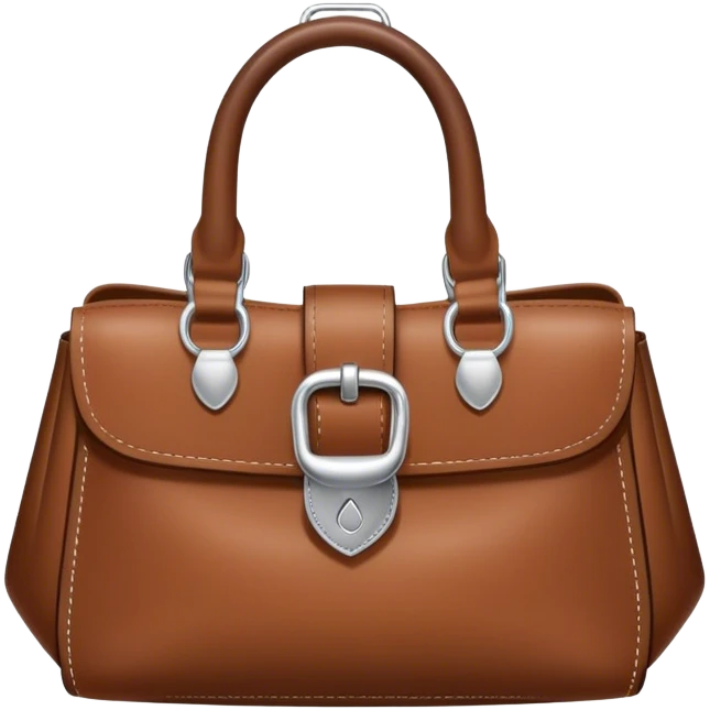 silver charm for brown leather tote bag with silver buckle detail emoji