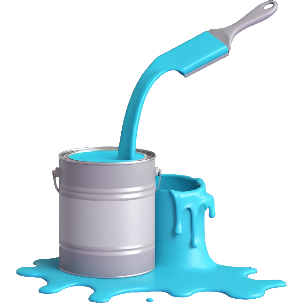 gray paint can with teal paint inside, some teal paint spilling over emoji
