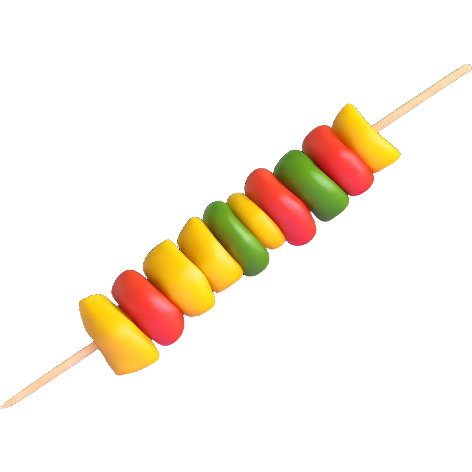 one skewer shish kebab, edible and tasty emoji