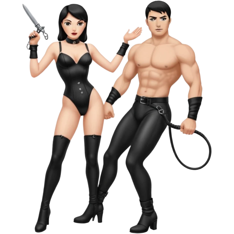 dominatrix whipping a naked man emoji