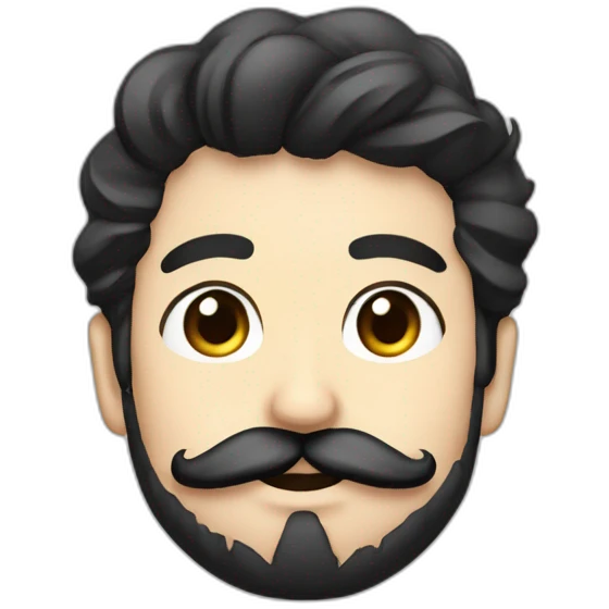 Joven japones con barba de candado y bigote negro emoji