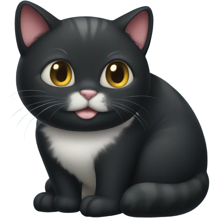 A fat black cat with no tail emoji