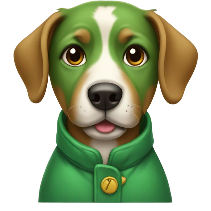 Dog wearing a green coat emoji