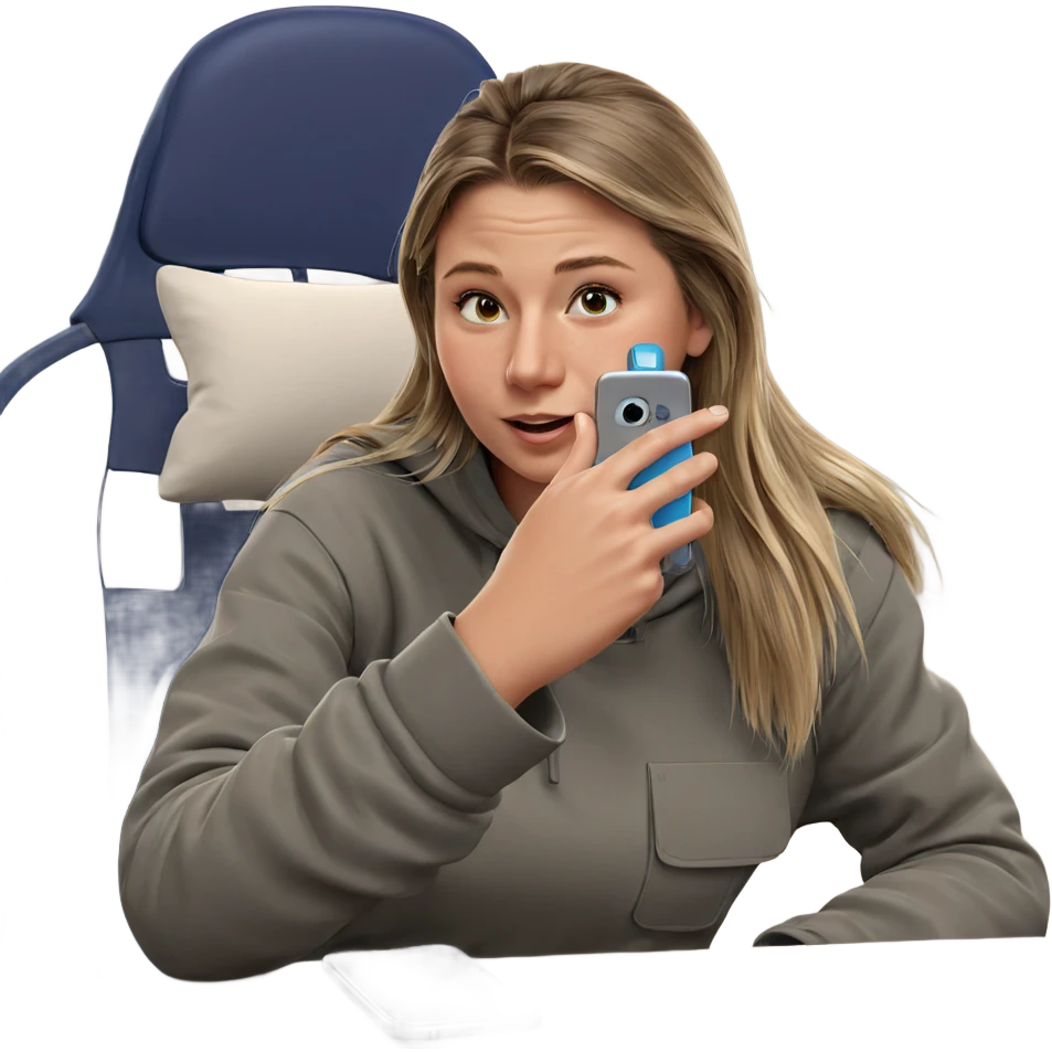 girl sitting with phone emoji