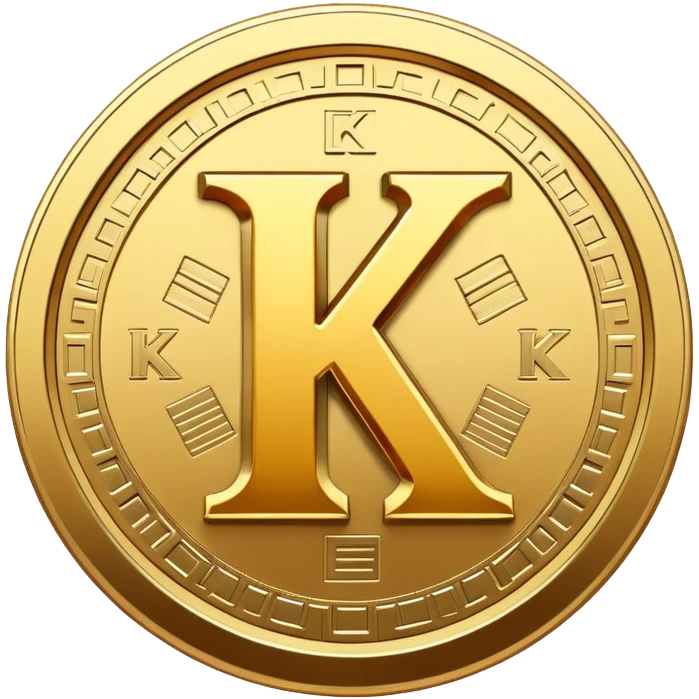 Kaspa cryptocurrency coin with the letter K logo emoji