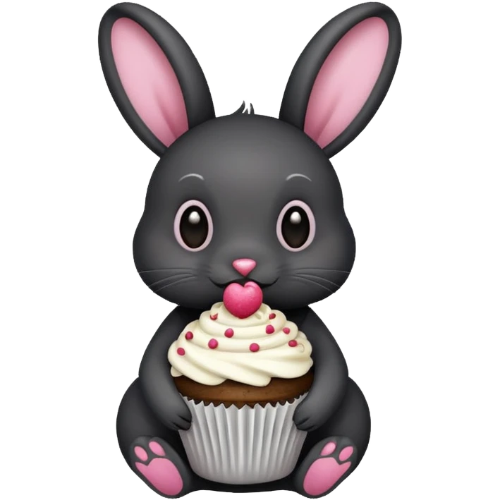 black Rabbit with cupcake emoji