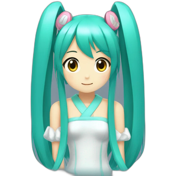 Hatsune Miku, viewed from the side, awaiting child. emoji
