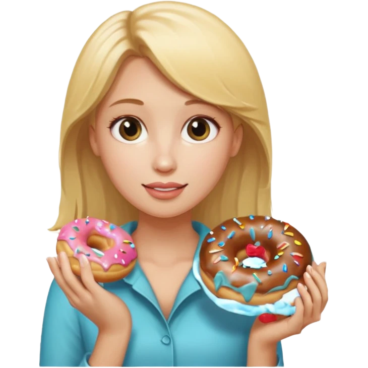blonde female holding donut emoji