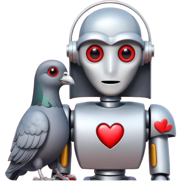 Dracula Robot in love with Pigeon emoji