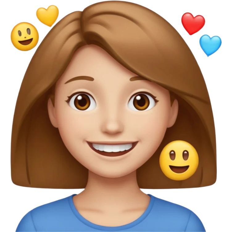 happy emojis, light brown hair  emoji
