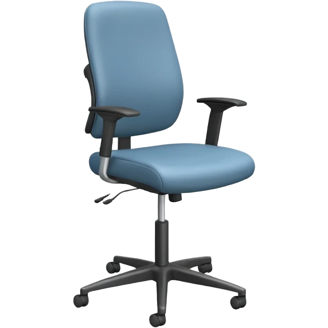 3D minimal icon of a height-adjustable motion desk with a modern ergonomic office chair, featuring a subtle accent in #FF3D00. Clean, high-end, and modern style. emoji