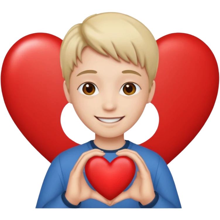 Smile face, holding red heart emoji