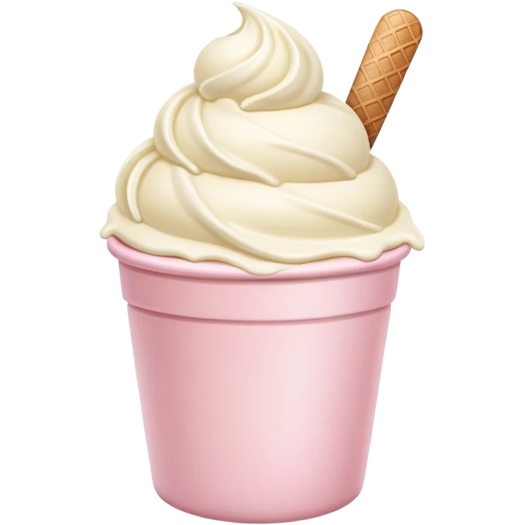 ultra realistic round single scoop of vanilla bean ice cream in light pink cup no spoon emoji