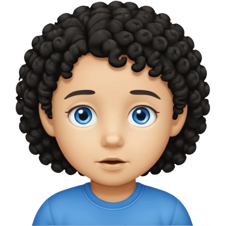 a tan toddler with black curly hair and blue eyes emoji