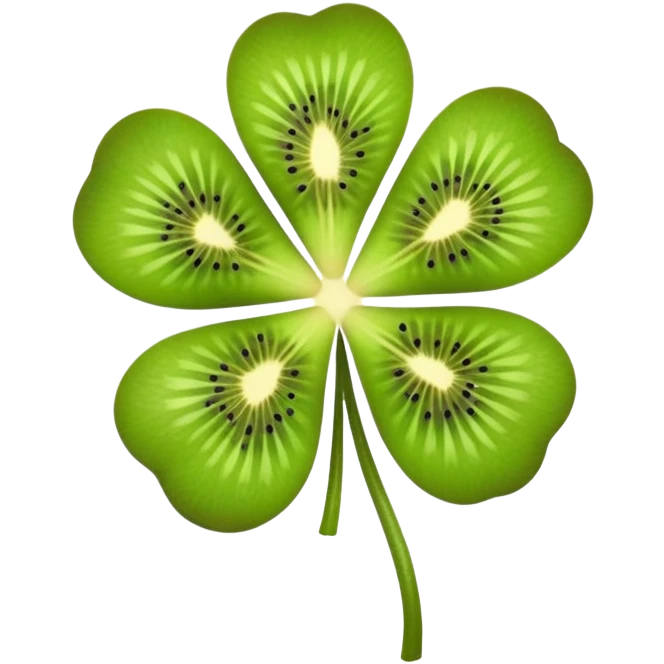 a four-leaf clover with a kiwi fruit emoji