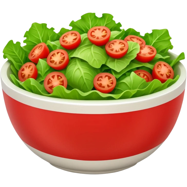salad bowl with lettuce and a couple pieces of chopped tomato emoji