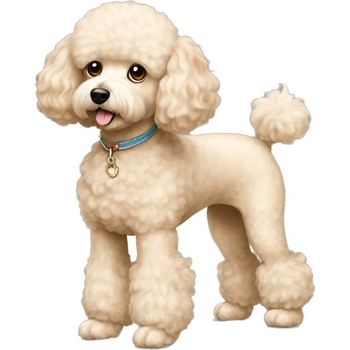 Poodle Bichon mix tan color full body  emoji