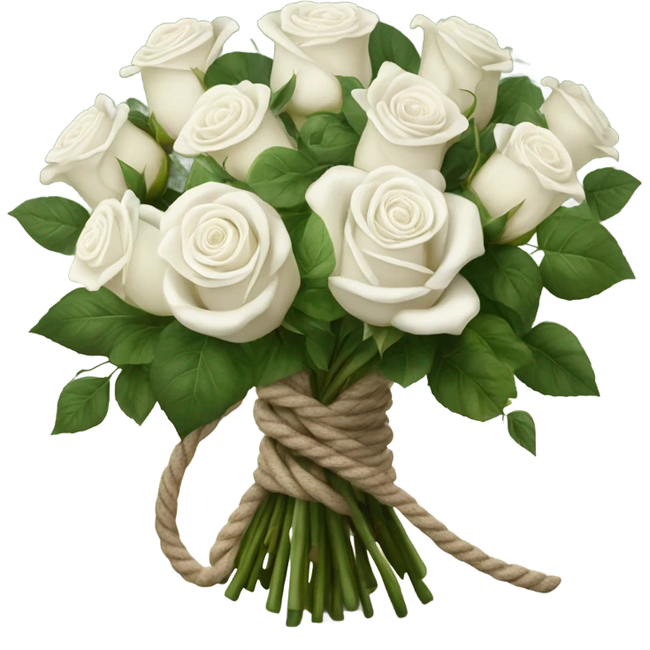 Bouquet white roses with rope. More roses emoji