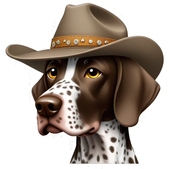 German shorthair pointer wear a cowboy hat emoji