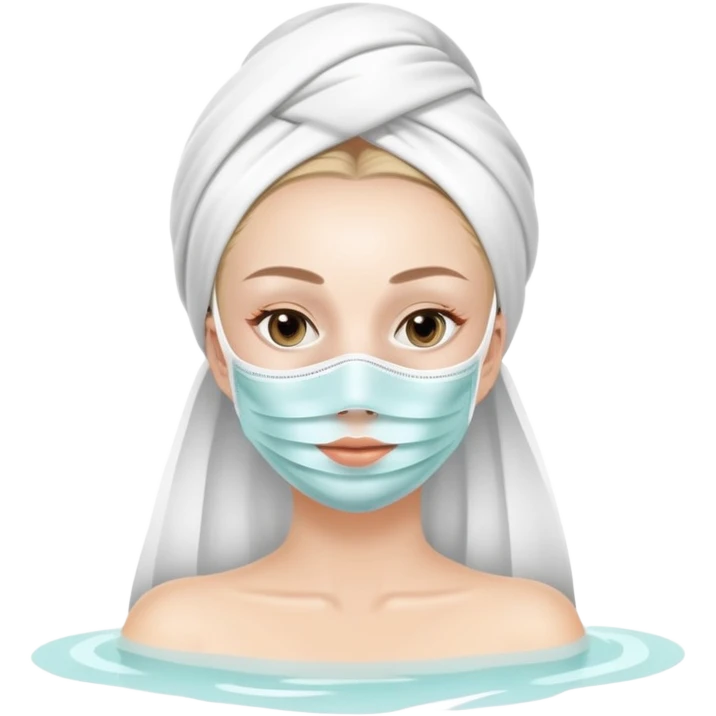 white Lady with face mask spa beauty full face relaxing emoji