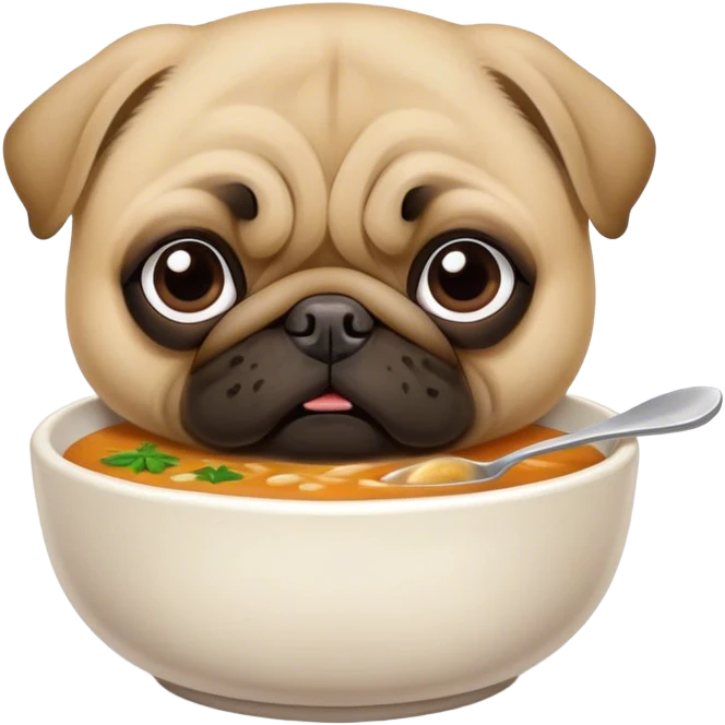 make a pug eating soup emoji