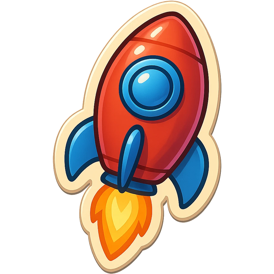 single rocket symbol, cartoon style sticker, simple and clear, no text emoji