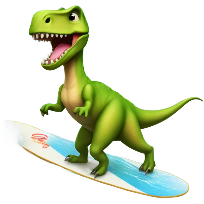 Dinosaur wearing a tutu and surf boarding  emoji