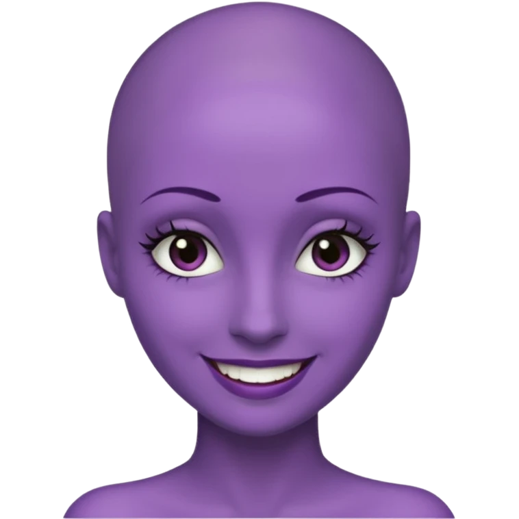 make her skin purple, she has no hair and her eyelashes are huge emoji