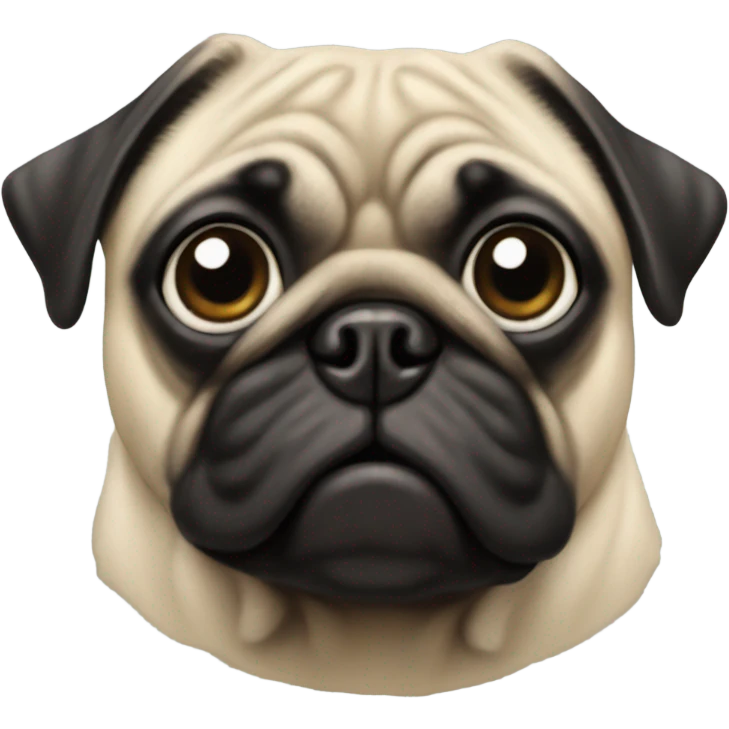 realistic portrait of a pug emoji