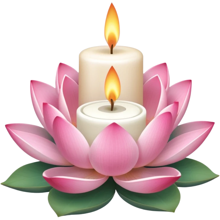 a lotus flower, next to a candle symbolizing a spa emoji