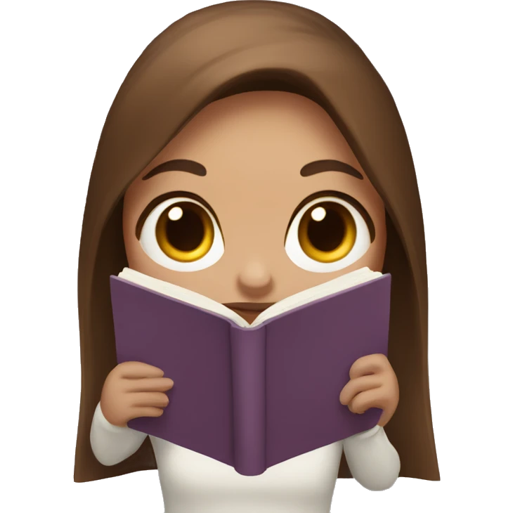 Memoji girl with long brown hair holding book emoji