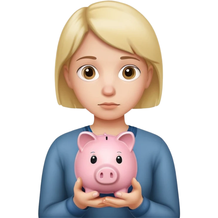 holding a piggy bank and looking thoughtful emoji