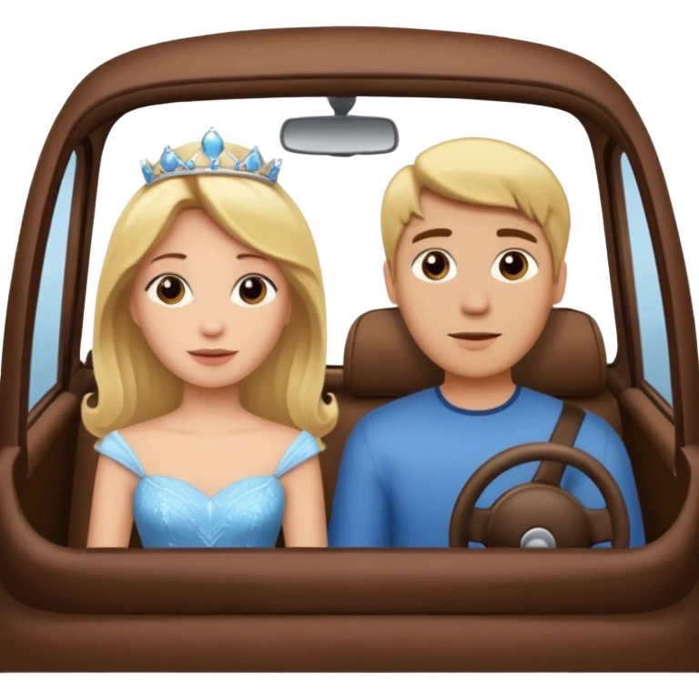 Blonde Passenger princess in car with boyfriend with brown hair emoji